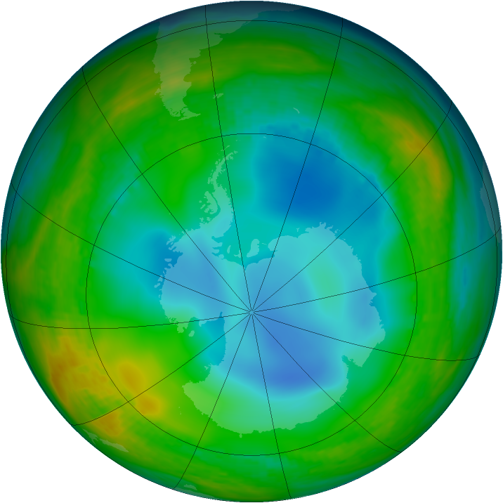 Antarctic ozone map for 23 June 1984